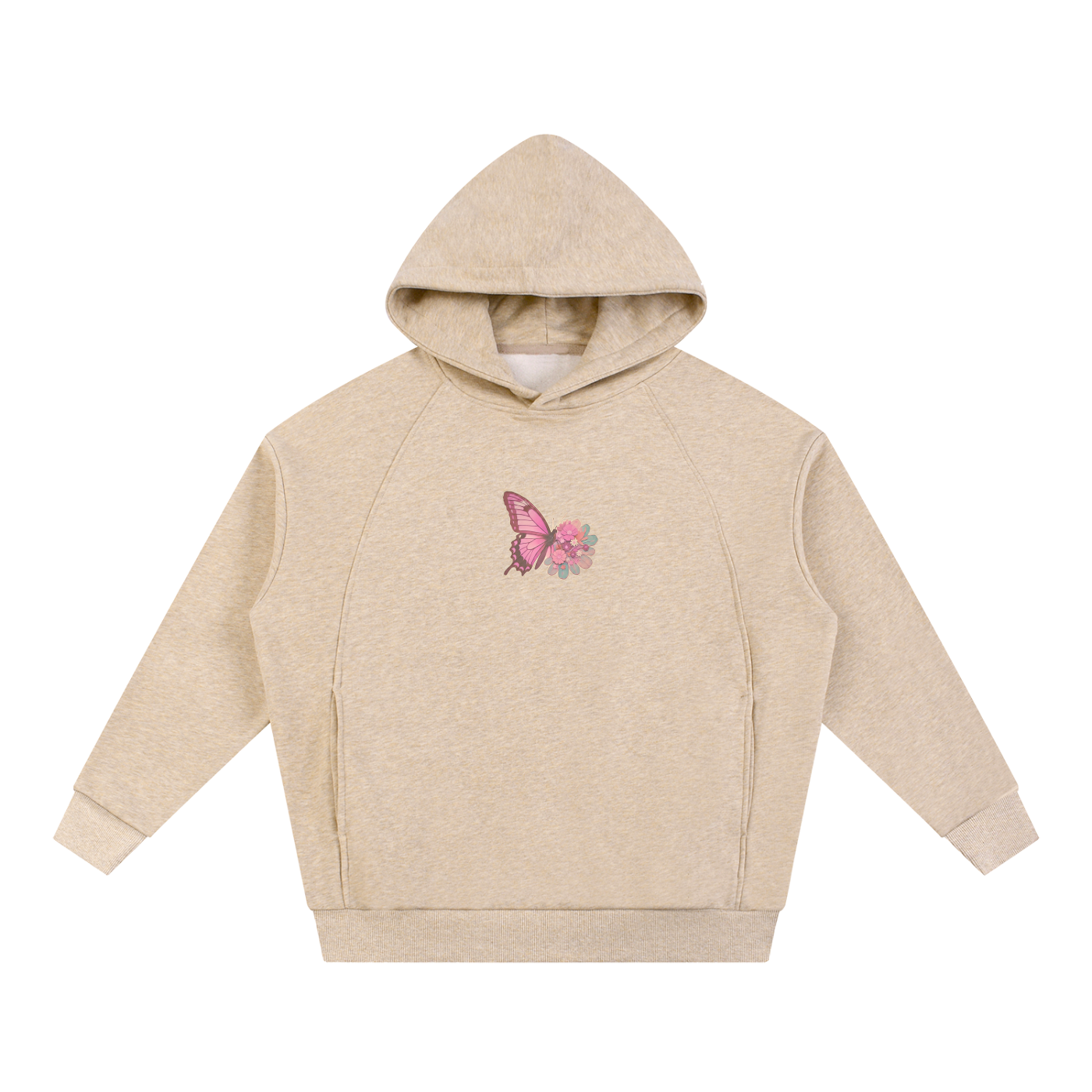 Essential Oversized Fleece Hoodie - Butterfly Flower