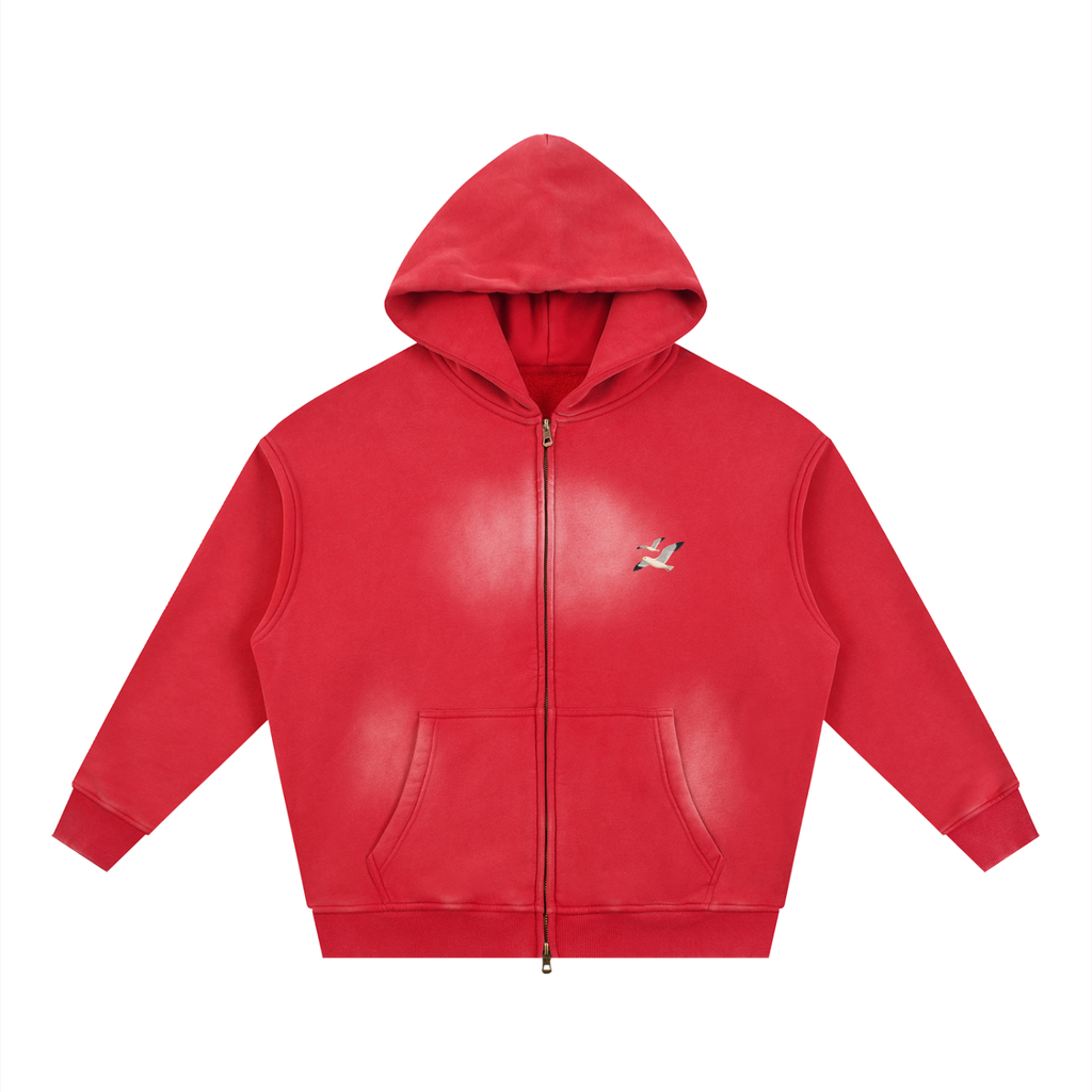 Sunfade Two-way Zipper Boxy Fleece Hoodie