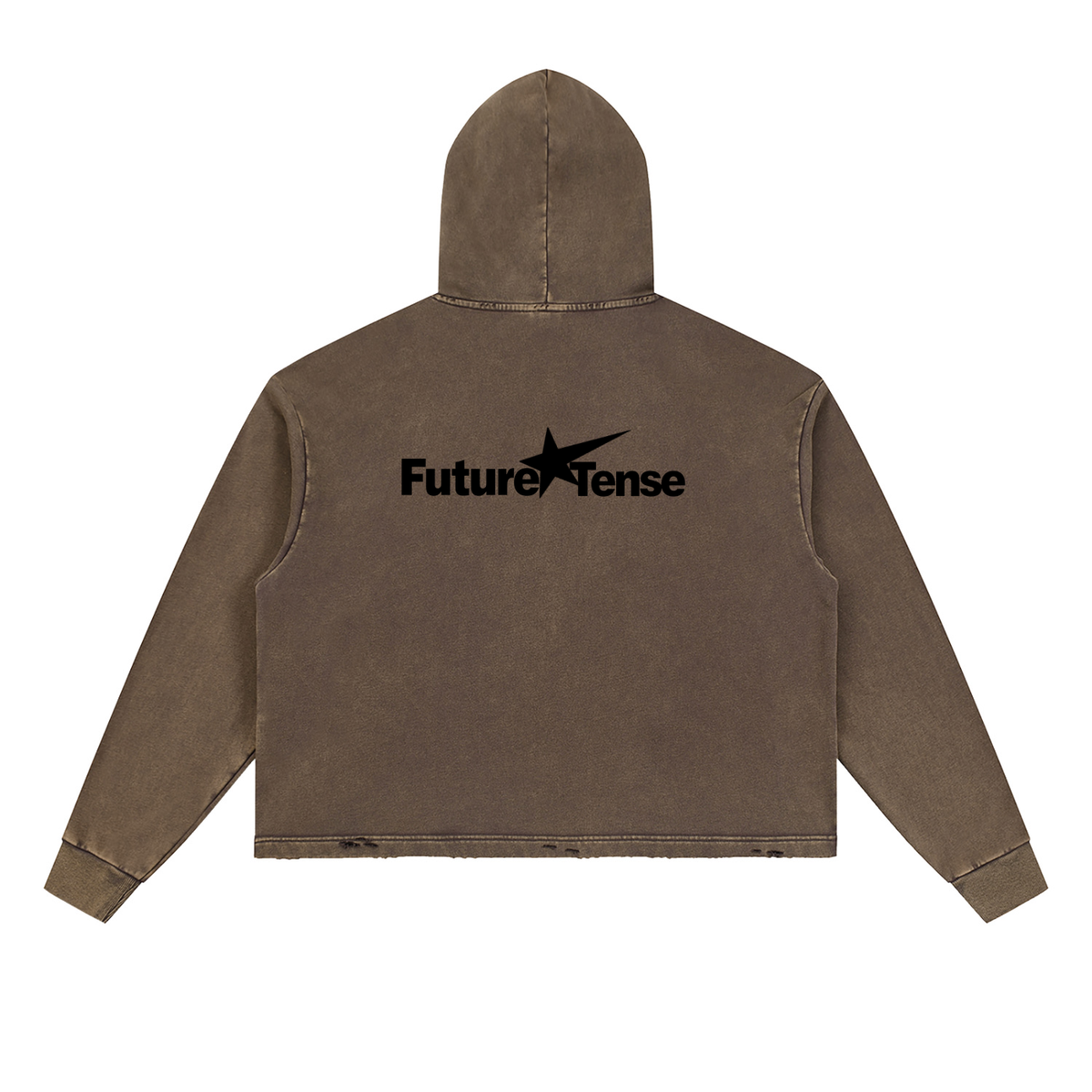 Vintage Washed Frayed-Hem Hoodie