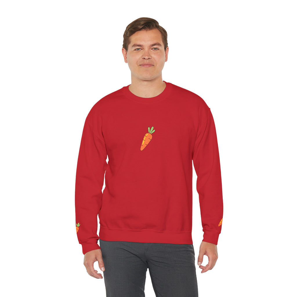Carrot Patch Crewneck Sweatshirt — Cute Embroidered Carrot Graphic