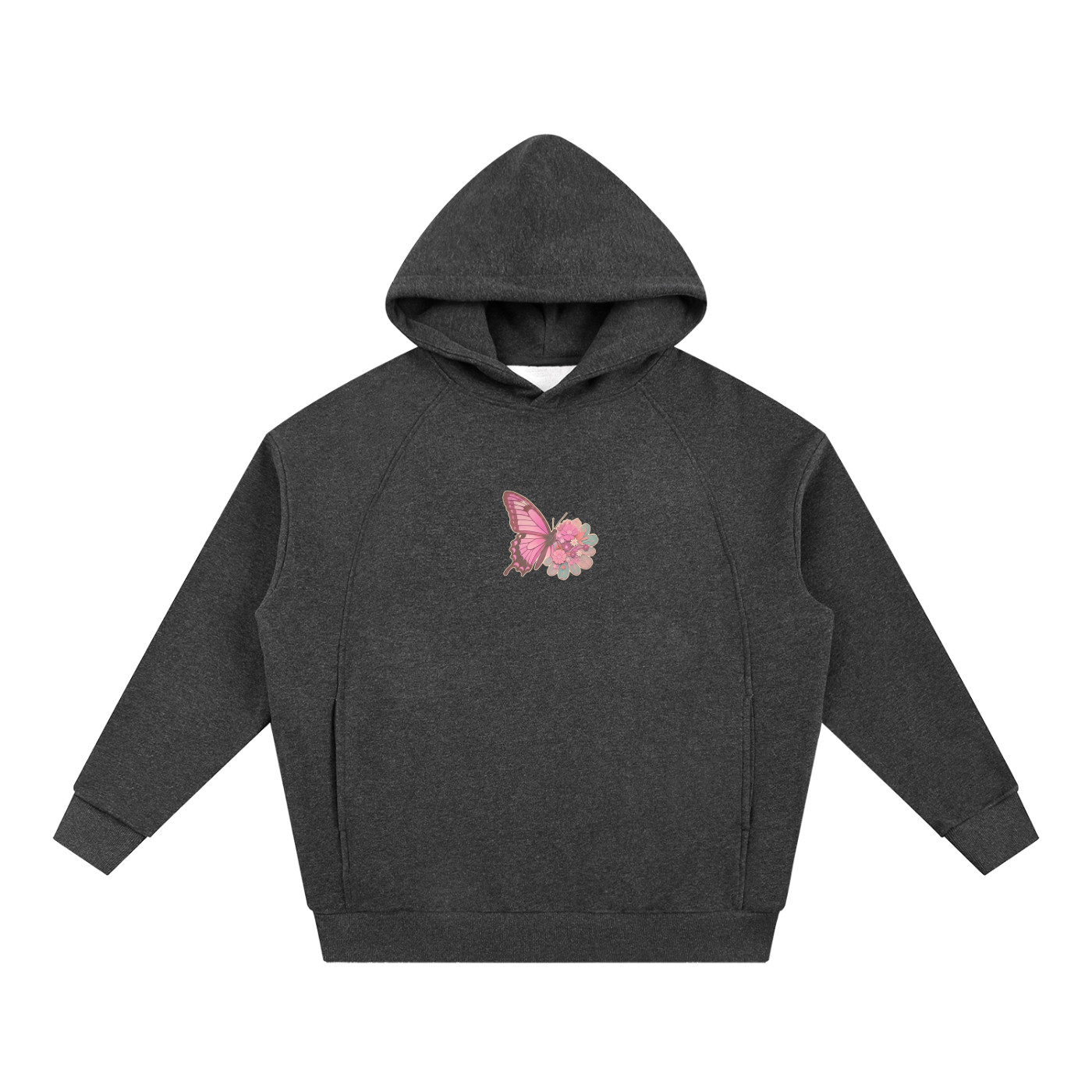 Essential Oversized Fleece Hoodie - Butterfly Flower