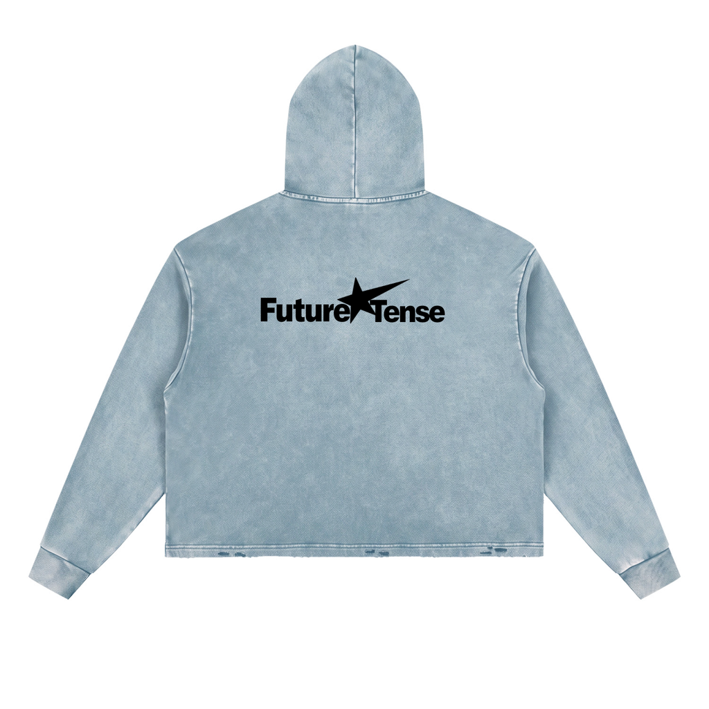 Vintage Washed Frayed-Hem Hoodie