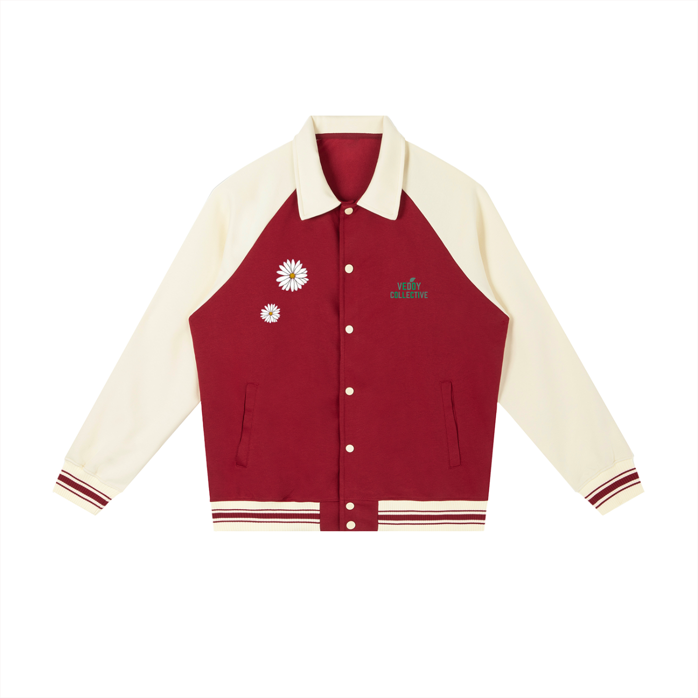 Contrast Raglan Sleeve Baseball Jacket - Flower Collection