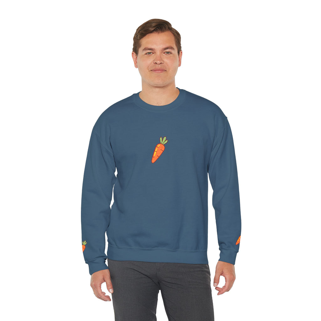 Carrot Patch Crewneck Sweatshirt — Cute Embroidered Carrot Graphic