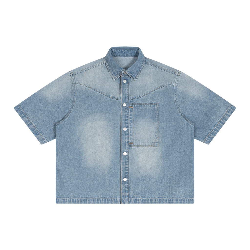 Vintage Wash Boxy Short Denim Shirt Unisex