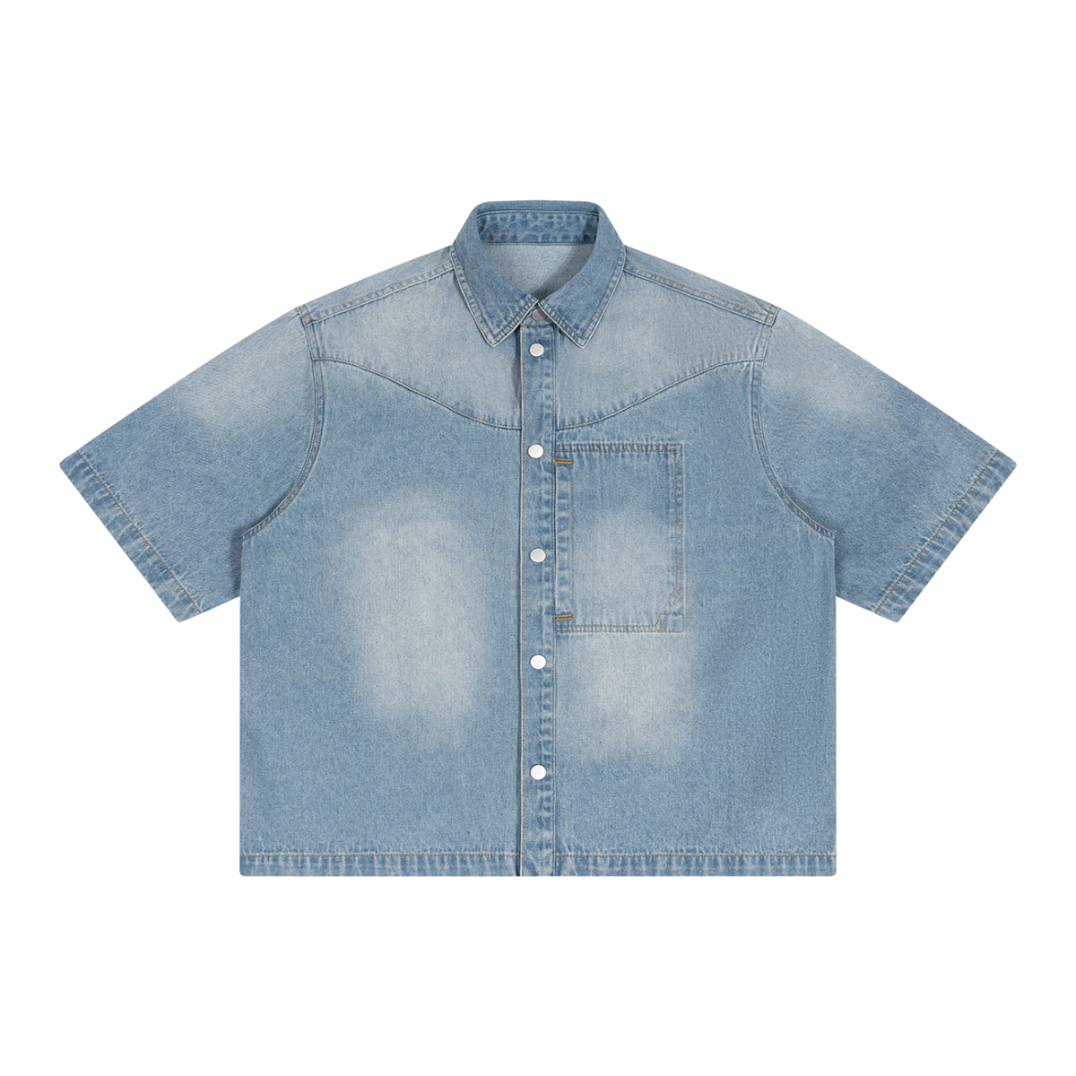 Vintage Wash Boxy Short Denim Shirt Unisex