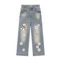 Jeans,Denim,Pants,Bukser,Blomster,Flower Collection ,Flower print,Skeleton,Skjelett,Cat