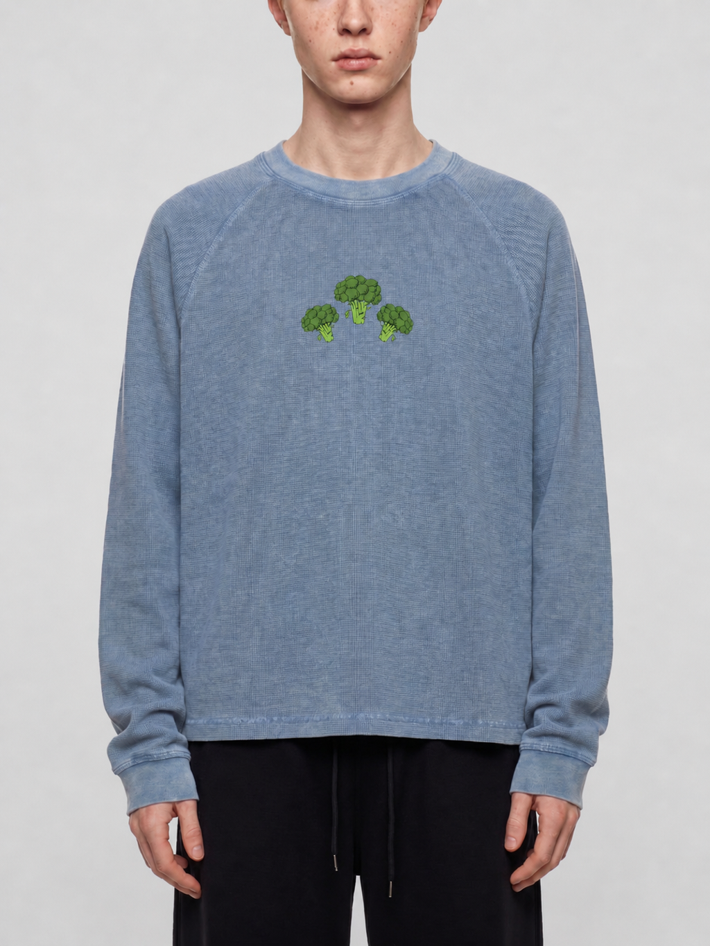 Unisex Vintage Wash Boxy  Waffle T-Shirt - Broccoli Collection
