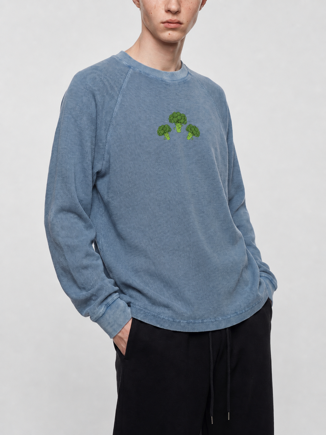 Unisex Vintage Wash Boxy  Waffle T-Shirt - Broccoli Collection